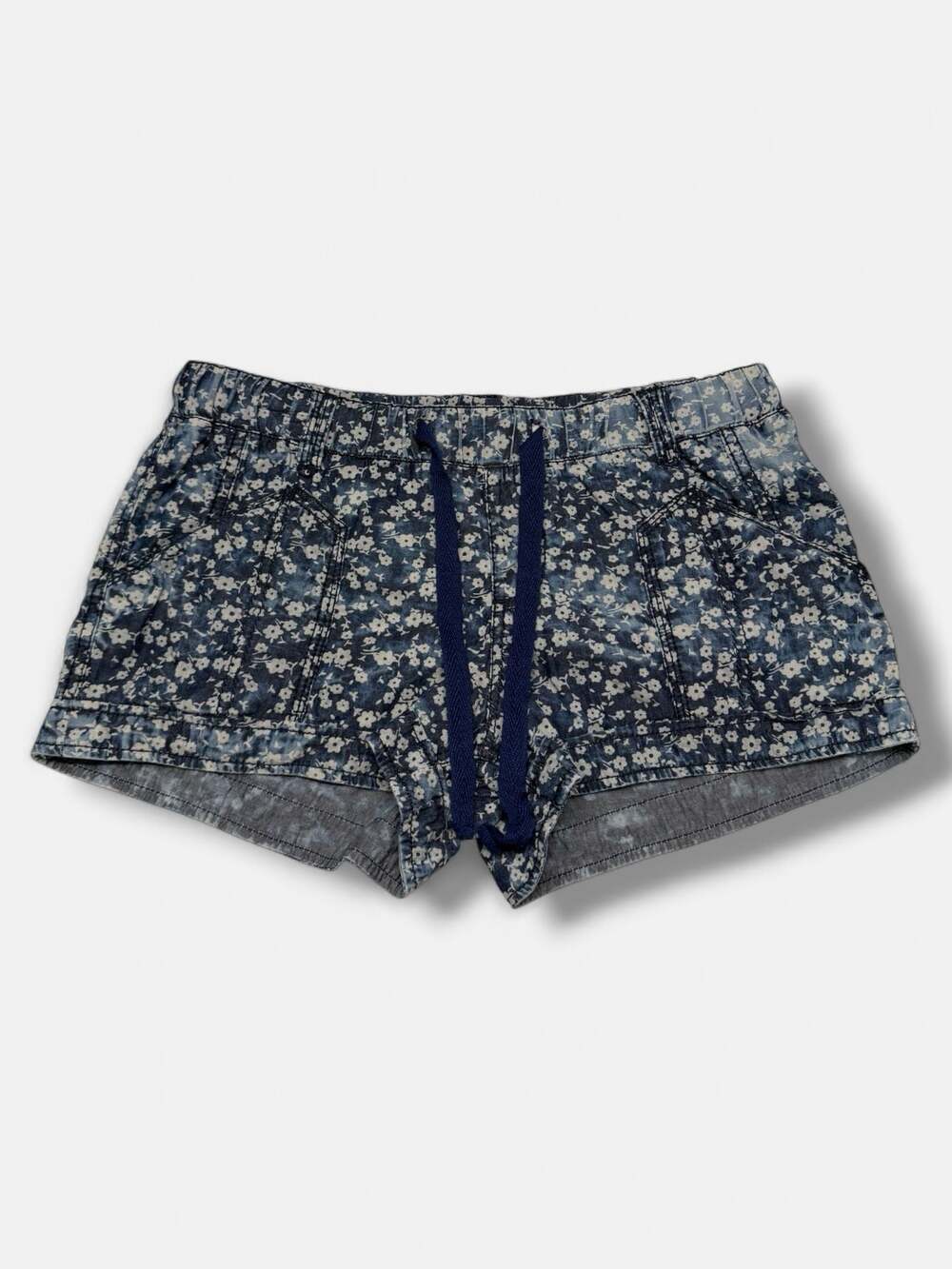 Mossimo Supply Co. Blue Floral Print Drawstring Shorts Size Medium